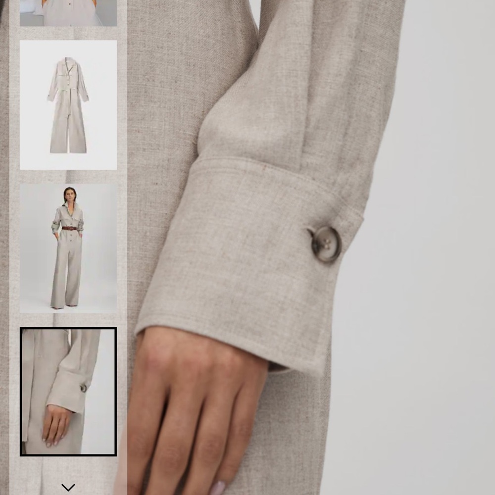 Reiss Anita Linen Wide Leg Jumpsuit in Neutral Size 0 - Picture 2 of 9